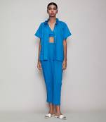 Blue tora bralette shirt set