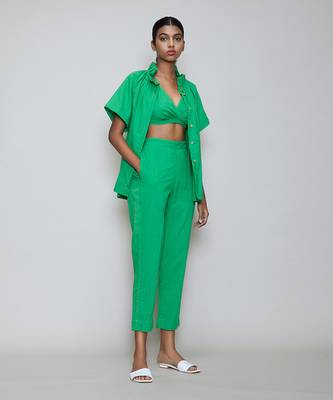 Green tora bralette shirt set 1