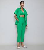 Green tora bralette shirt set