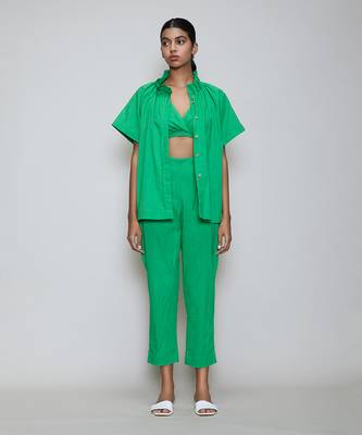 Green tora bralette shirt set 2