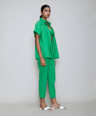 Green tora bralette shirt set 3