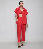 Red tora bralette shirt set