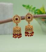 Maroon color matte gold earrings