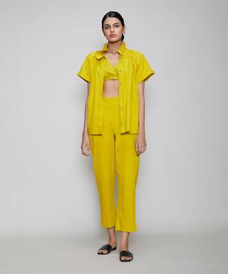 Yellow tora bralette shirt set 1