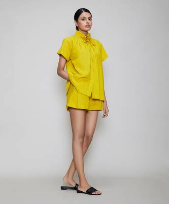 Yellow tora & shorts set 2