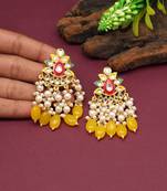Yellow color meenakari earrings