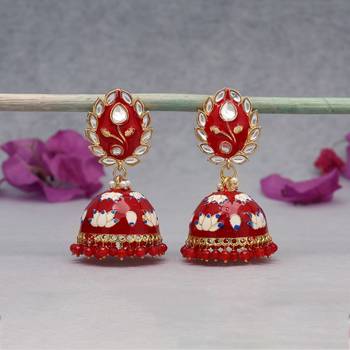 Maroon color meenakari earrings 2