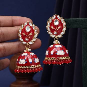 Maroon color meenakari earrings 1