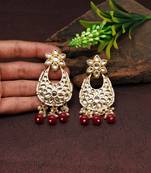 Maroon color kundan earrings