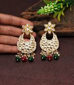 Maroon & green color kundan earrings