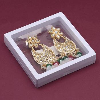 Maroon & green color kundan earrings 2