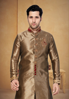 Indian Poshakh Copper Semi Indo Ghichha Silk Kurta Pajama 2