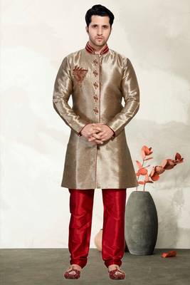 Copper Semi Indo Gichha Silk Kurta Pajama 2