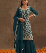 Sea Green Festival Wear Georgette Sharara Suit For Women