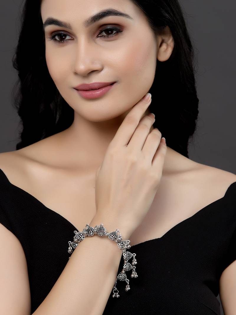 Sasha oxidised silver bangle for women