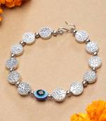 Sasha tree of protection bracelet: german silver with blue evil eye bead