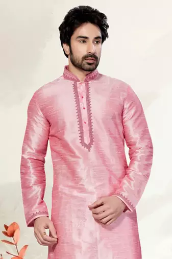 Pink Art Dupion Kurta Pajama