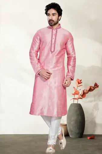 Pink Art Dupion Kurta Pajama
