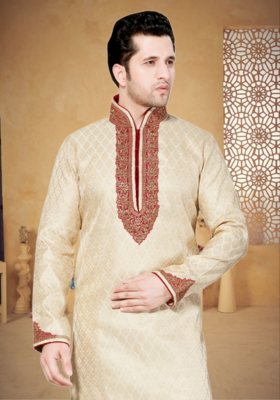 Indian Poshakh Gold Gichha Silk Kurta Pajama 2