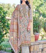 Off White Embroidered Cotton Silk Unstitched Dress