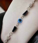 White Alloy Silver Plated Metallic Evil Eye Bracelet
