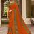 Orange Moti Work Floral Print Georgette Saree And Blouse Piece