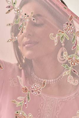 Pink Floral Embroidery Viscose Pakistani Salwar Kameez 4