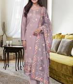 Purple Floral Embroidery Viscose Pakistani Salwar Kameez