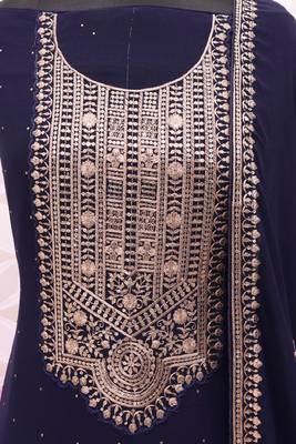 Navy Blue Georgette Embroidery Palazzo Salwar Suit 4