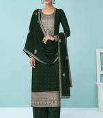 Dark Green Georgette Embroidery Palazzo Salwar Suit