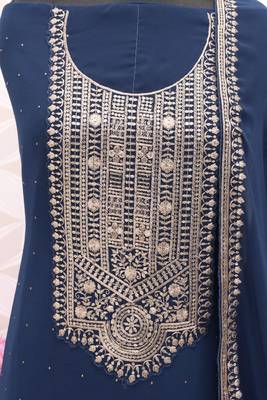 Teal Blue Georgette Embroidery Palazzo Salwar Suit 4