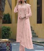 Peach Multi Embroidery Pakistani Pant Style Suit