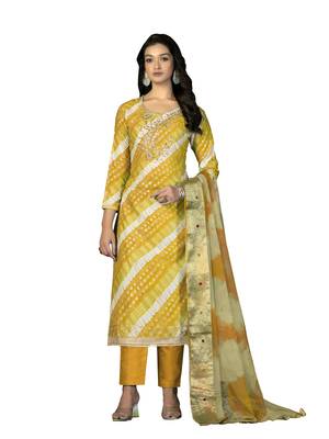 Women's multi hand work,foil print with banarasi dupatta premium jam cotton dress material 1