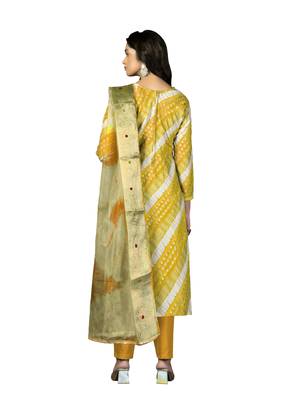 Women's multi hand work,foil print with banarasi dupatta premium jam cotton dress material 3