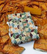 Women's multi hand work, classic border with embroidered dupatta cambric cotton dress material