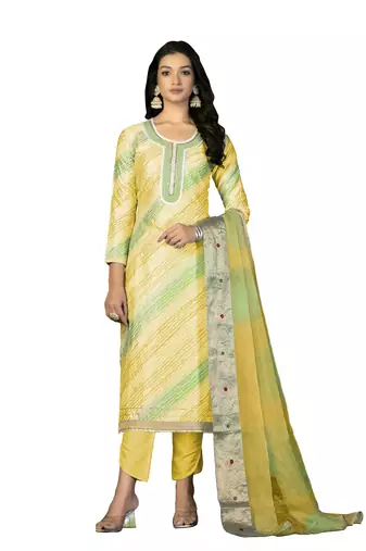 Women's multi unstitched  hand work patch,foil with banarasi border dupatta jam cotton dress material (m-msmfc11258a)