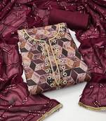 Women's multi hand work, classic border with embroidered dupatta cambric cotton dress material