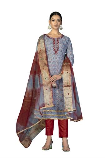 Women's multi unstitched  hand work,fancy border with banarasi dupatta cotton dress material (m-msmfc11260a)
