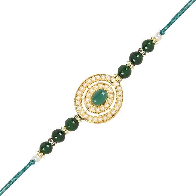 rakshabhandhan special kundan stone rakhi with roli chawal for bhaiya/brother/mens 