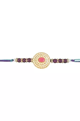 rakshabhandhan special kundan stone rakhi with roli chawal for bhaiya/brother/mens 