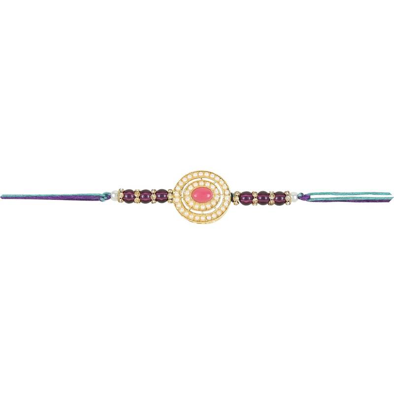rakshabhandhan special kundan stone rakhi with roli chawal for bhaiya/brother/mens 