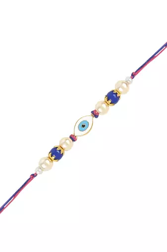 rakshabhandhan special designer enamel evil eye bhaiya bhabhi lumba bracelet rakhi combo set with roli chawal