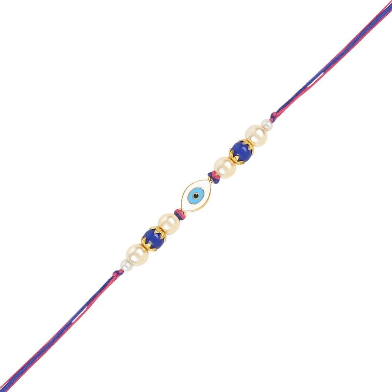 rakshabhandhan special designer enamel evil eye bhaiya bhabhi lumba bracelet rakhi combo set with roli chawal