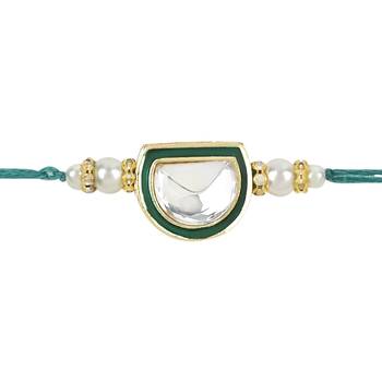 rakshabhandhan special kundan stone rakhi with roli chawal for bhaiya/brother/mens  3