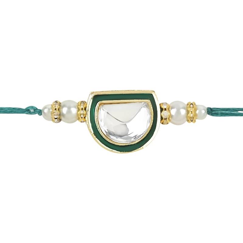 rakshabhandhan special kundan stone rakhi with roli chawal for bhaiya/brother/mens 