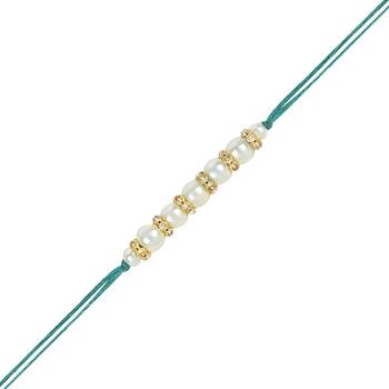 rakshabhandhan special kundan bhaiya bhabhi pearl hanging lumba bracelet rakhi combo set with roli chawal 4