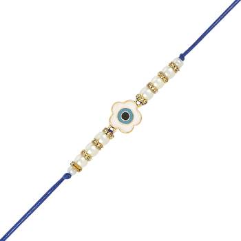 rakshabhandhan special floral shape enamel evil eye bhaiya bhabhi lumba bracelet rakhi combo set with 4