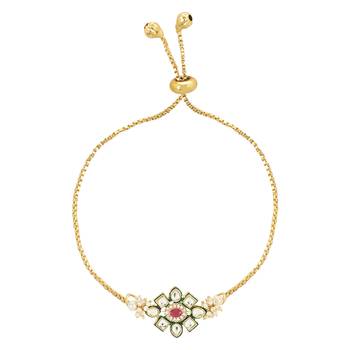 rakshabhandhan special kundan bhaiya bhabhi pearl hanging lumba bracelet rakhi combo set with roli chawal 4