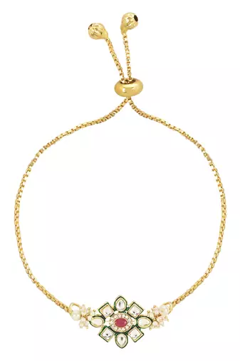 rakshabhandhan special kundan bhaiya bhabhi pearl hanging lumba bracelet rakhi combo set with roli chawal