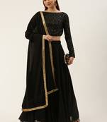 Ethnovog Ready To Wear Black Embroidered Sequins Lehenga Set